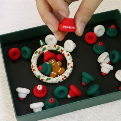 Perlas de silicona O anillo seguras y no tóxicas Perlas de sombrero de Navidad 3D de silicona