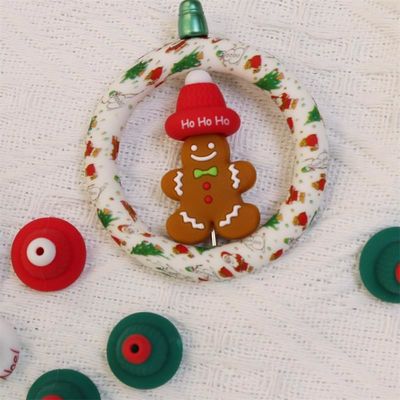 Perlas de silicona O anillo seguras y no tóxicas sombrero de Navidad de silicona 3D Perlas para niños niños DIY bolígrafos de perlas