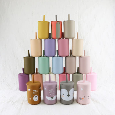 Venta al por mayor Disponible Impreso Silicona Taza de Bebida con paja - Alta Durabilidad Taza de silicona infranqueable