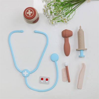 Juguetes para bebés de silicona con función de juego de rol de doctor de 8 piezas