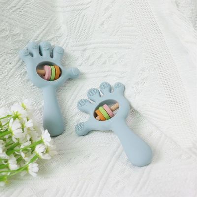 ODM Bebé juguetes de silicona Grupo de edad Bebés Niños Niños Rattle forma de palma