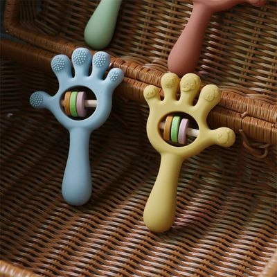 ODM Bebé juguetes de silicona Grupo de edad Bebés Niños Niños Rattle forma de palma