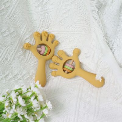 ODM Bebé juguetes de silicona Grupo de edad Bebés Niños Niños Rattle forma de palma