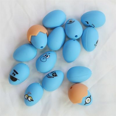Perlas de silicona para dientes suaves seguras duraderas de Pascua Perlas de huevo de silicona con agujero para hacer plumas