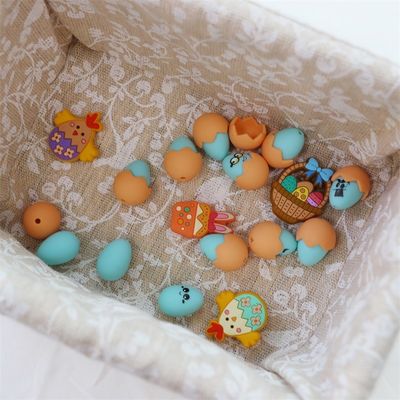 Perlas para dientes de silicona con diseño de impresión personalizado huevos de Pascua 3D de silicona con focos de concha