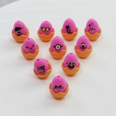 Enfoques de Pascua personalizados de silicona todas las cuentas no tóxicas de silicona impresos de huevos de Pascua cuentas para la fabricación de llavero