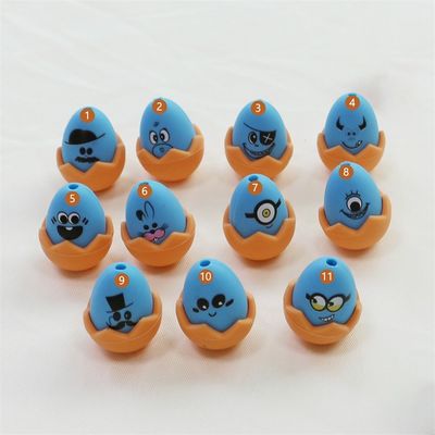 Enfoques de Pascua personalizados de silicona todas las cuentas no tóxicas de silicona impresos de huevos de Pascua cuentas para la fabricación de llavero