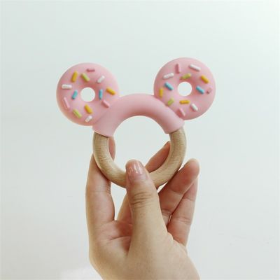 Grado alimenticio Anillo de dientes de silicona congelable para alivio adicional juguete educativo bebé silicona de frutas de dientes