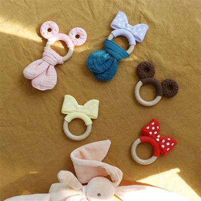 Grado alimenticio Anillo de dientes de silicona congelable para alivio adicional juguete educativo bebé silicona de frutas de dientes