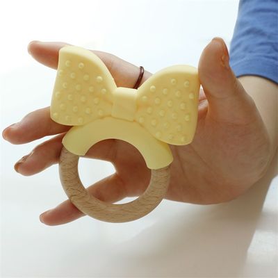 Grado alimenticio Anillo de dientes de silicona congelable para alivio adicional juguete educativo bebé silicona de frutas de dientes