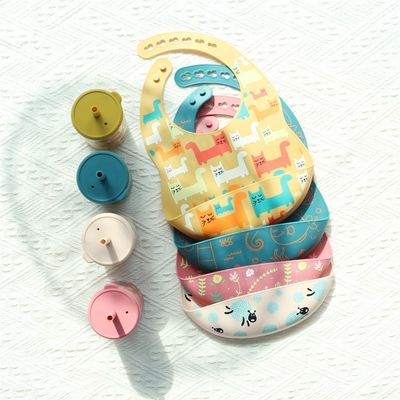OEM Fácil de limpiar silicona Bebé Bib Para 0-4 años de edad Bebé de alimentación Impresión Silicona Bebé Taza