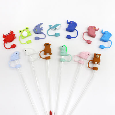 Capa de paja de silicona personalizada de 10 mm con dibujos animados en 3D diseño de animales