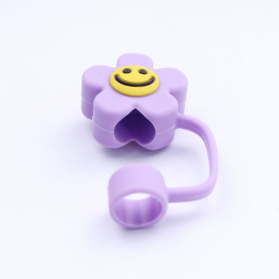 Diseño de flores 3D tapa de paja de silicona 100% libre de BPA Toppers de silicona seguros no tóxicos para pajitas de taza