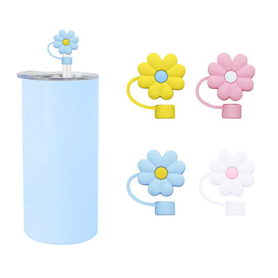 Diseño de flores 3D tapa de paja de silicona 100% libre de BPA Toppers de silicona seguros no tóxicos para pajitas de taza