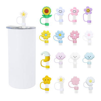 Diferentes flores de silicona de paja de paja de sombrero de sombrero Toppers Caps para la copa Tumbler