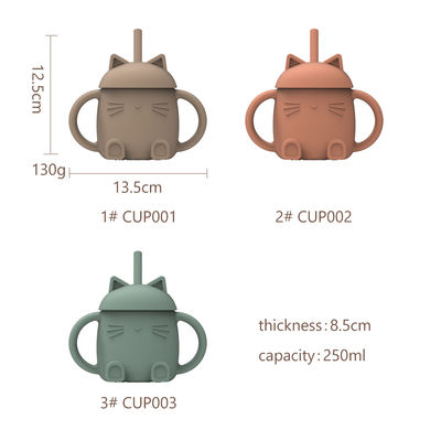 Calidad alimenticia Silicona de paja Sippy Cup 200 ml Capacidad