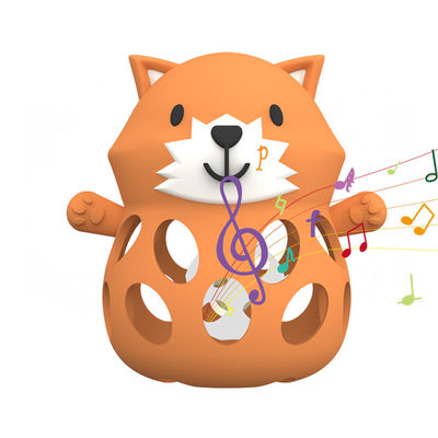 Fábrica de silicona personalizada 3D zorro animal BPA de calidad alimenticia libre juguetes de silicona de dientes de cascabel para bebés