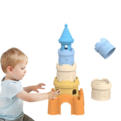 BSCI fábrica de silicona personalizada de apilamiento de juguetes para bebés educativos niños construcción torre apilador de juguetes de silicona