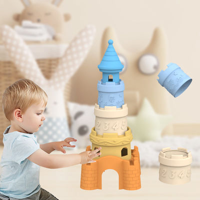 BSCI fábrica de silicona personalizada de apilamiento de juguetes para bebés educativos niños construcción torre apilador de juguetes de silicona