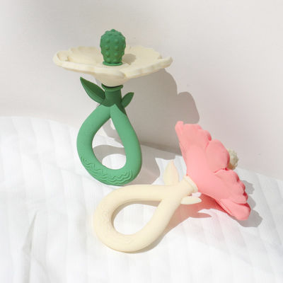 PAISEN Personalizado 6 meses Dientes en forma de planta de flores Dientes de goma natural 100% Dientes de silicona Dientes masticados Dientes suaves de bebé