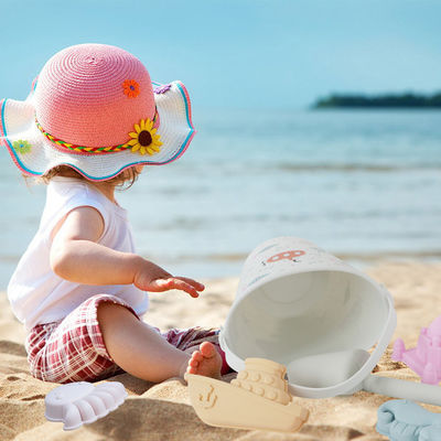 BSCI Factory mayorista personalizado EN71 comprobado de transferencia de calor de impresión de silicona blanca clara juguetes para bebés kit de arena juegos de playa para niños