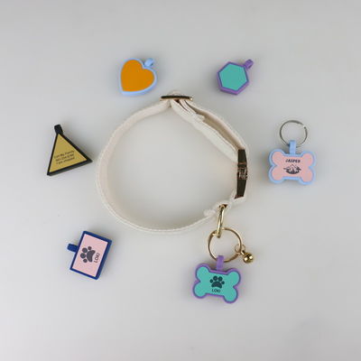 Etiquetas silenciosas de silicona sin BPA de color colorido etiqueta de cuello de silicona para perros en venta etiquetas de identificación de perros de silicona únicas accesorios
