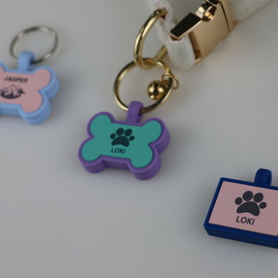 Etiquetas silenciosas de silicona sin BPA de color colorido etiqueta de cuello de silicona para perros en venta etiquetas de identificación de perros de silicona únicas accesorios