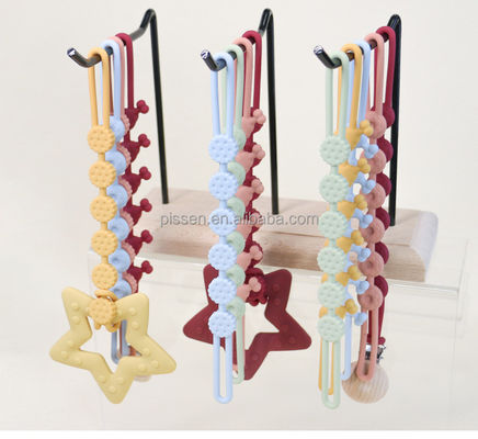 Collar chupete cadena de forma focal cuentas para bolígrafos con cuentas de silicona de dentición enfoque cuentas de juguetes para niños