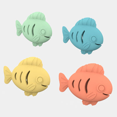 Juguete para gatos con forma de pez de silicona de grado alimenticio – Bola interactiva de menta para gatos y mordedor para la dentición