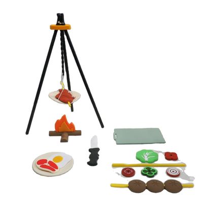 Logotipo personalizado 19 PC Silicona Fingir BBQ Grill Juego Cocina Cocinero Juguete Mini Chef barbacoa Juego de roles Set Niños Juguetes de cocina Regalo