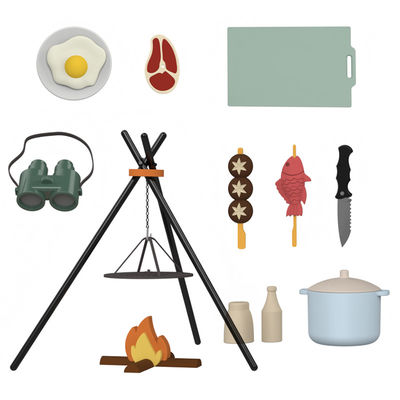 Logotipo personalizado 19 PC Silicona Fingir BBQ Grill Juego Cocina Cocinero Juguete Mini Chef barbacoa Juego de roles Set Niños Juguetes de cocina Regalo