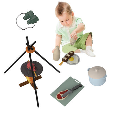 Logotipo personalizado 19 PC Silicona Fingir BBQ Grill Juego Cocina Cocinero Juguete Mini Chef barbacoa Juego de roles Set Niños Juguetes de cocina Regalo