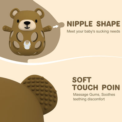 PAISEN Guante para dientes de oso Unisex Regalos personalizados para recién nacidos libres de BPA Bonitos juguetes para dientes de silicona en forma de animal Dientes blandos para bebés