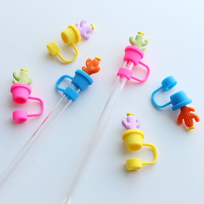 Tapones de paja de cactus Protector Accesorios para beber y diseño práctico Reutilizables Puertas de paja de silicona lindas Consejos Protectores