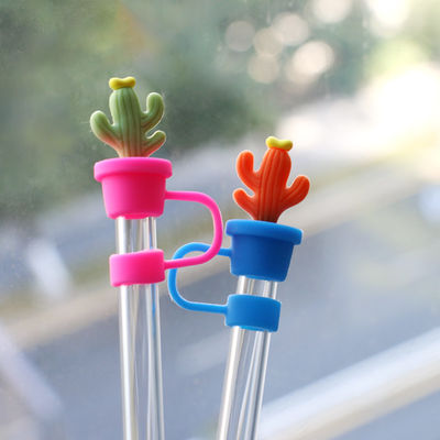 Tapones de paja de cactus Protector Accesorios para beber y diseño práctico Reutilizables Puertas de paja de silicona lindas Consejos Protectores