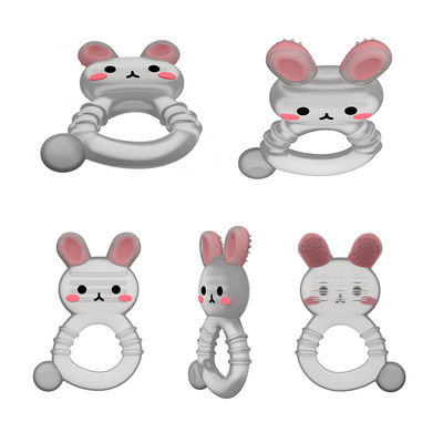 2025 Fabrica Conejo Diseño lindo Transparente Sensorial helado congelable Silicona bebé Teether lleno de agua