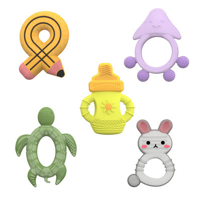 2025 Fabrica Conejo Diseño lindo Transparente Sensorial helado congelable Silicona bebé Teether lleno de agua