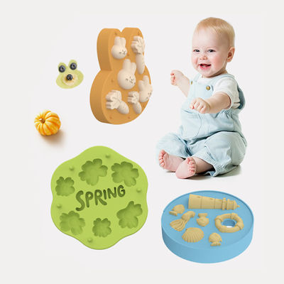 PAISEN Flor de primavera de silicona Fruta para bebés Alimentos de alimentación Leche materna Popsicle Molde para el alivio de la dentición Refrigerador de bandeja con tapa