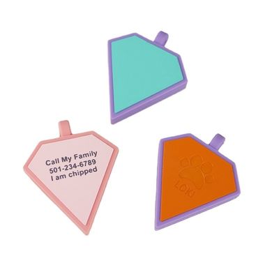 Venta al por mayor bajo MOQ forma barata diferente muchos colores para opciones silicona blanco etiqueta de perro nombre ID etiqueta
