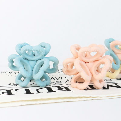 PAISEN BSCI Rattle Baby Teether Bola de juguete sin BPA Bola blanda de silicona fácil de sostener Teether para bebés de 6 meses de edad +