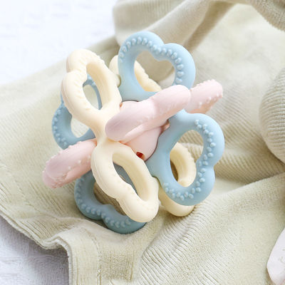 PAISEN BSCI Rattle Baby Teether Bola de juguete sin BPA Bola blanda de silicona fácil de sostener Teether para bebés de 6 meses de edad +