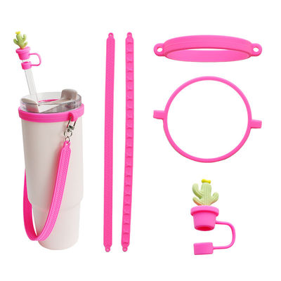 Eslingas personalizadas de silicona de cordón de mango para tumbler personalizadas antiderrapante etiqueta de taza Sippy botella de agua llevar accesorios de barra de correa