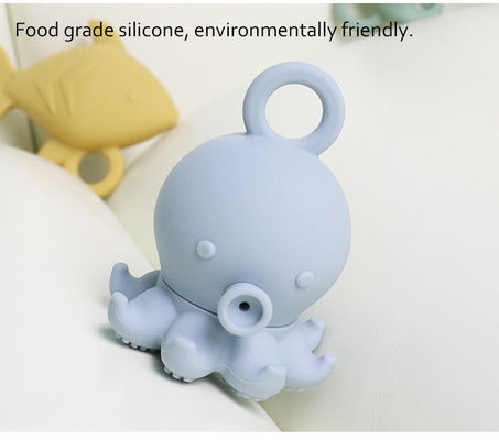 Personalizado Popular Silicona Océano Animal Pulpo Pez Tortuga Caballo de mar Niños Niño Juguetes de Baño Set Regalo Spray de agua Squishy