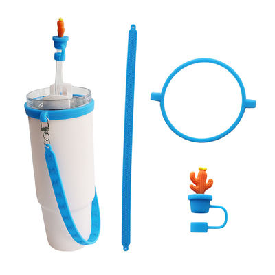 30oz 40oz tumbler con mango anti-rasguño manga de taza de silicona y anti-deslizante botella de agua mango correa