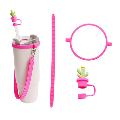 30oz 40oz tumbler con mango anti-rasguño manga de taza de silicona y anti-deslizante botella de agua mango correa