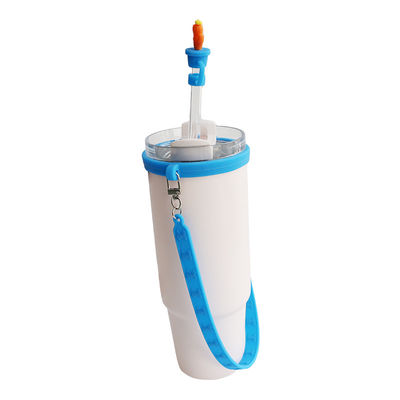 Accesorios de botellas de silicona personalizados para botellas de tazas Tumblers Regalo de 4 tampones de paja de silicona y correa de silicona